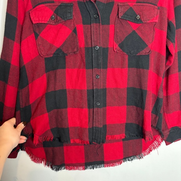 Rails Larsson Embroidered Frayed Plaid Shirt XS Red - Picture 8 of 12